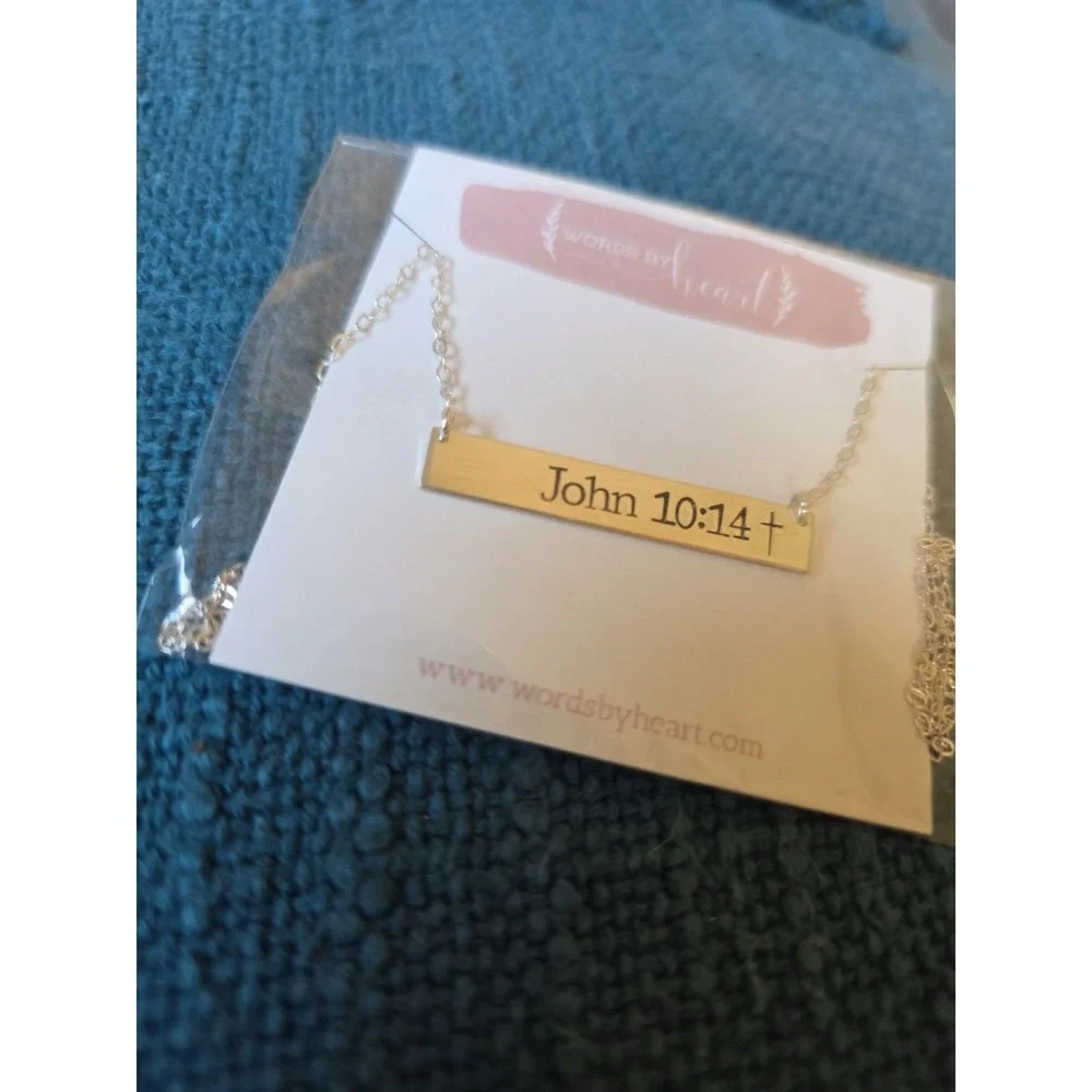 Word By Heart Necklace Sterling Silver 14K Gold Filled John 10:14 Christian